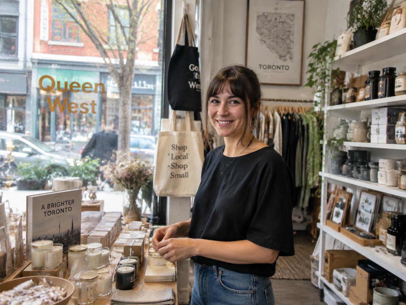 Propriétaire d'une boutique indépendante lumineuse sur Queen Street West à Toronto